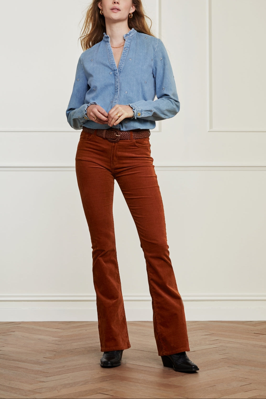 Frida Ruffle Denim Blouse Fabienne chapot - second hand