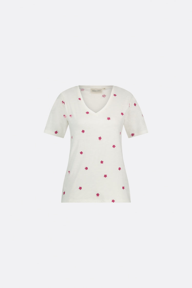 Phill V-neck Pink Flower T-shirt Fabienne chapot - second hand