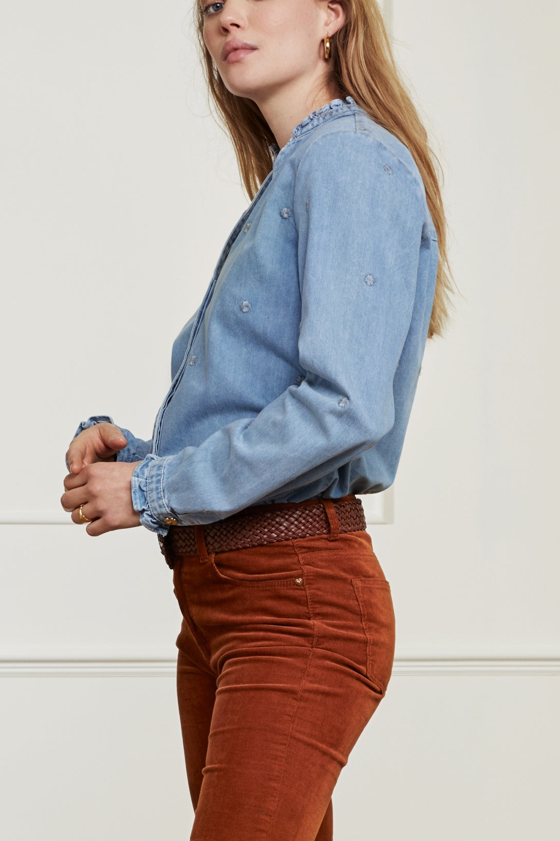 Frida Ruffle Denim Blouse Fabienne chapot - second hand