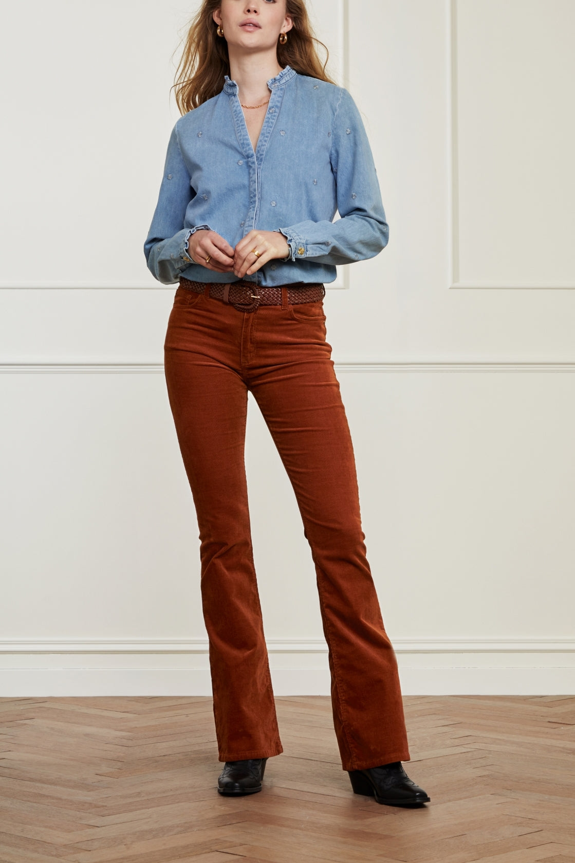 Frida Ruffle Denim Blouse Fabienne chapot - second hand