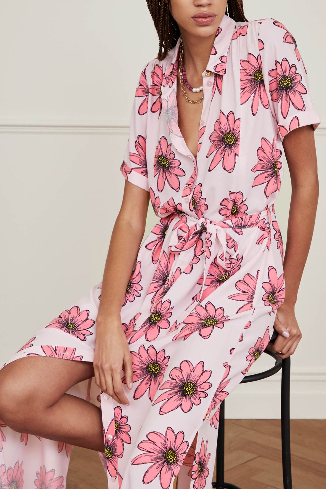 fabienne chapot pink dress Fabienne Chapot Natty Wrap Midi Dress Pink