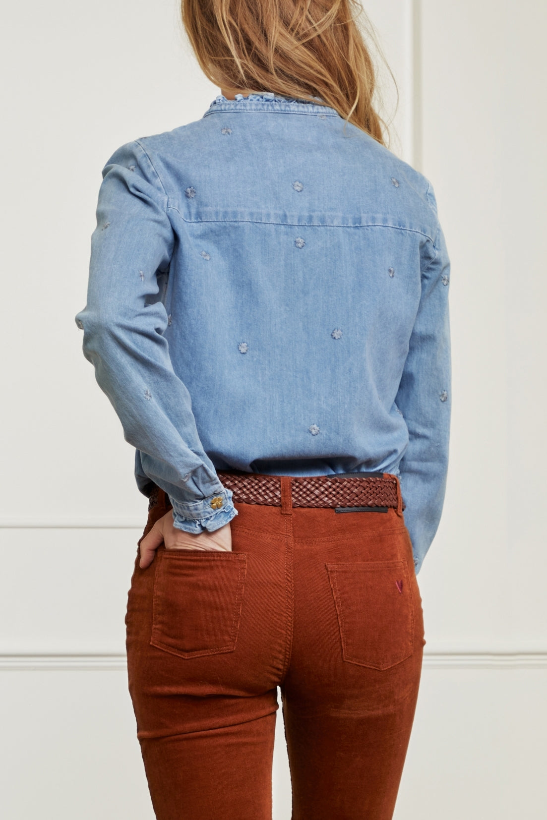 Frida Ruffle Denim Blouse Fabienne chapot - second hand