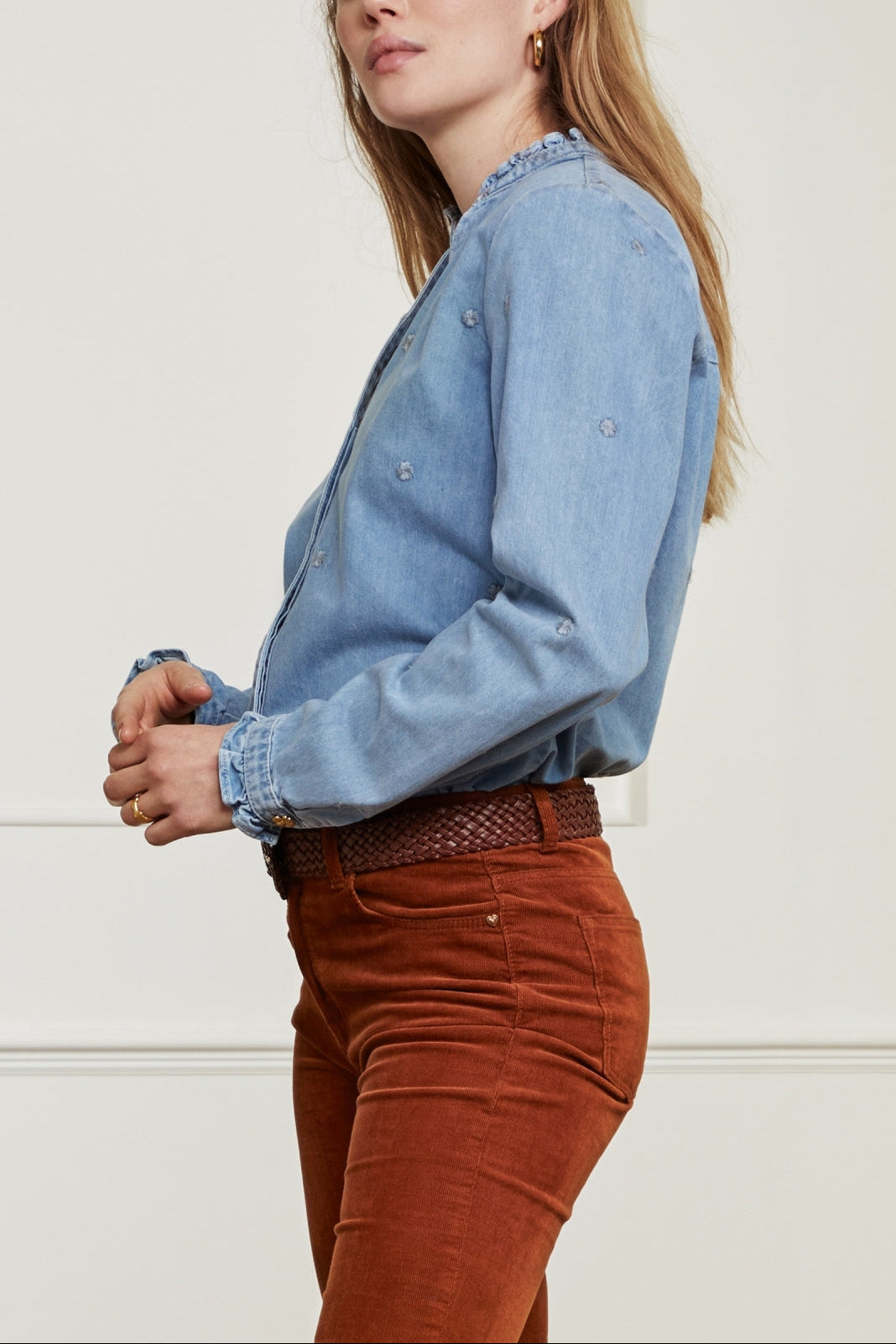 Frida Ruffle Denim Blouse Fabienne chapot - second hand