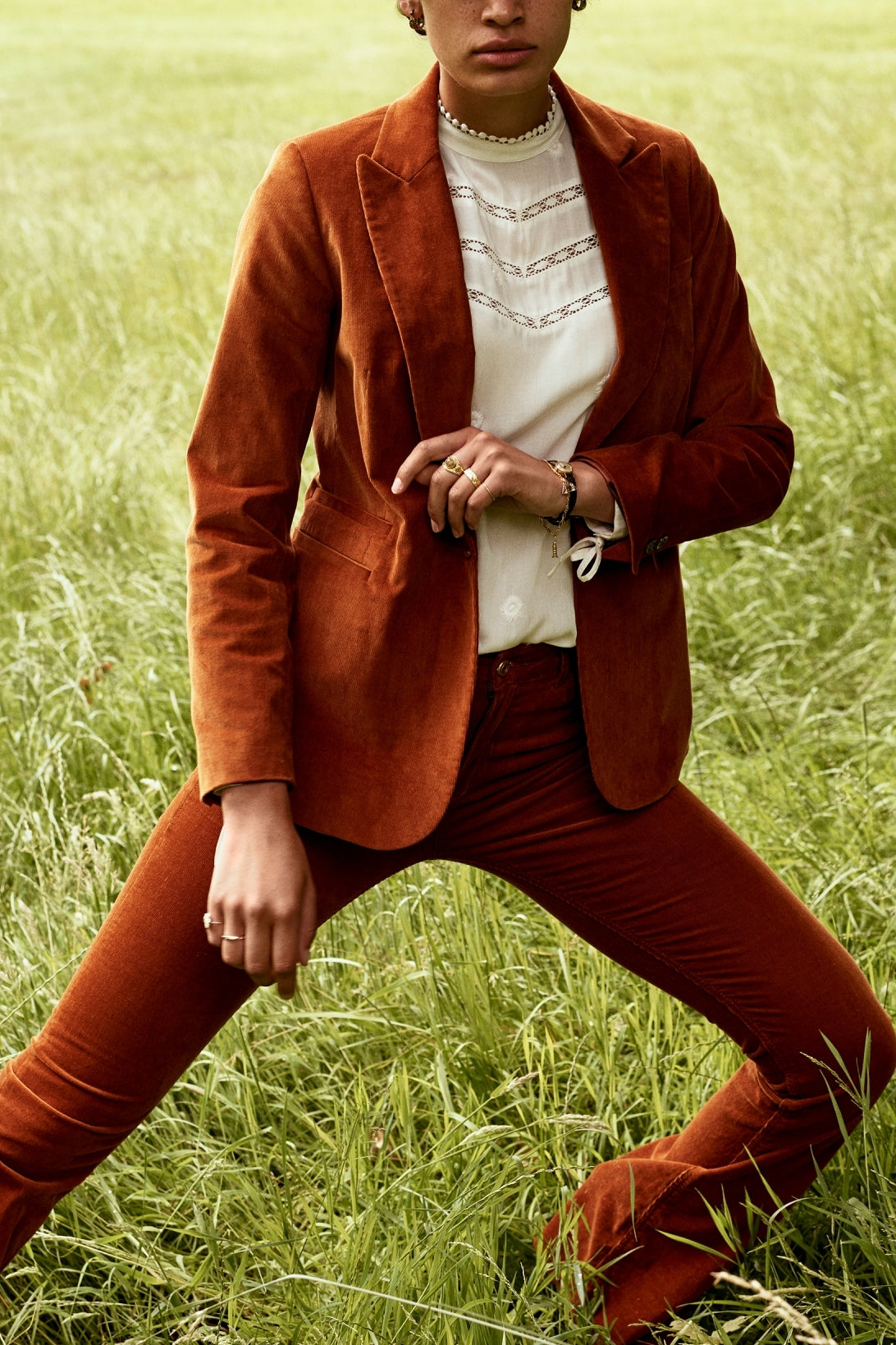 Eva Corduroy Flare Trousers Fabienne chapot - second hand
