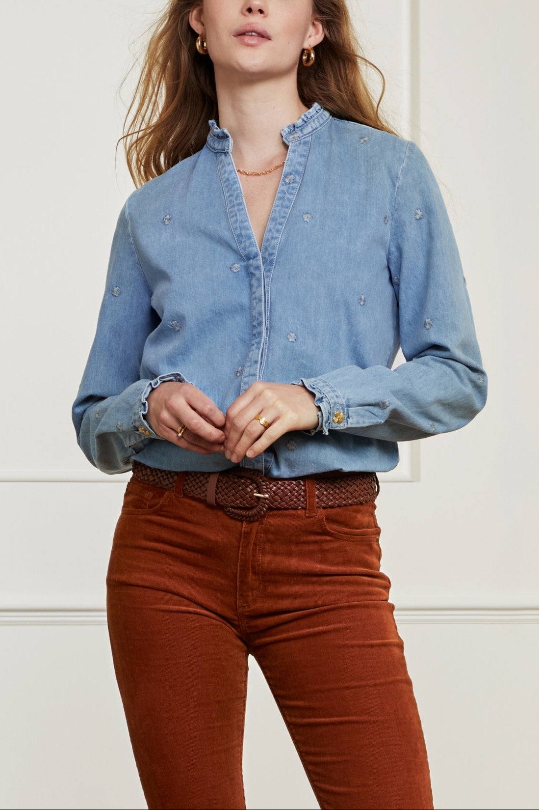 Frida Ruffle Denim Blouse Fabienne chapot - second hand