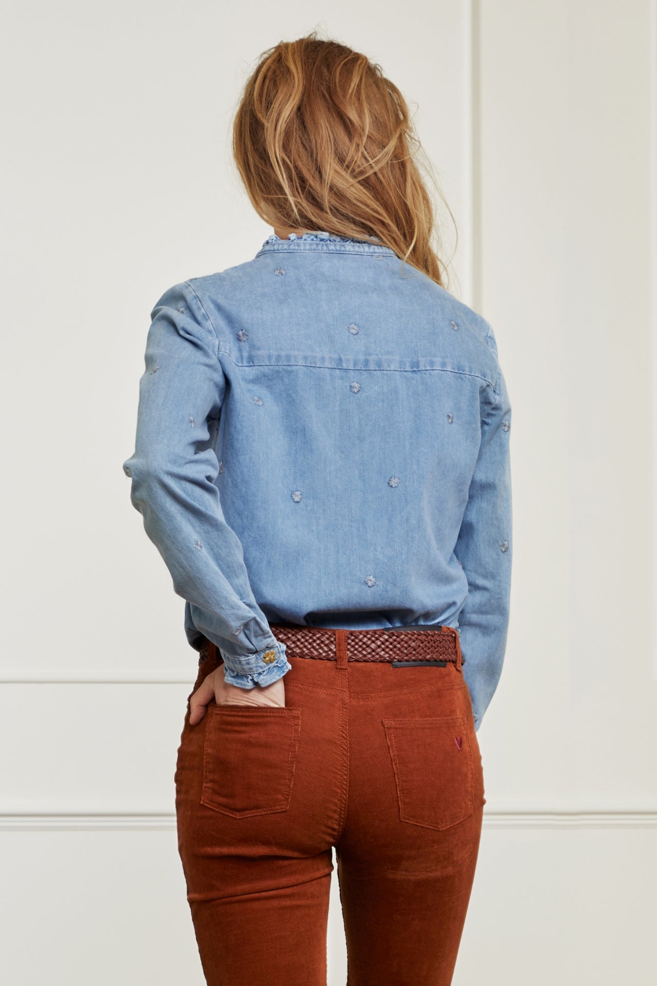 Frida Ruffle Denim Blouse Fabienne chapot - second hand