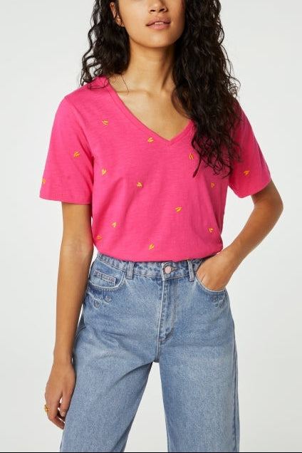 Phil V-neck Orange Heart T-shirt Fabienne chapot - second hand
