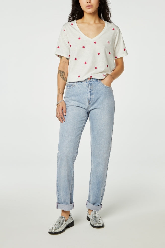 Phill V-neck Pink Flower T-shirt Fabienne chapot - second hand