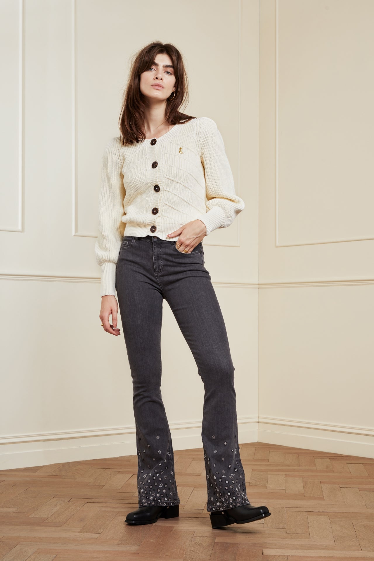 Eva Denim Flare Embro Trousers Fabienne chapot - second hand