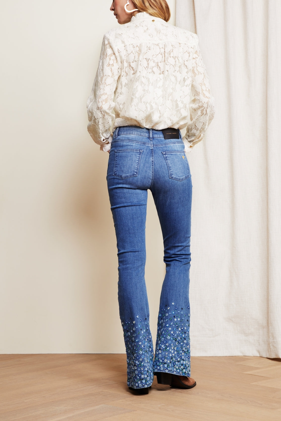 Eva Denim Emb Flare Trousers Fabienne chapot - second hand